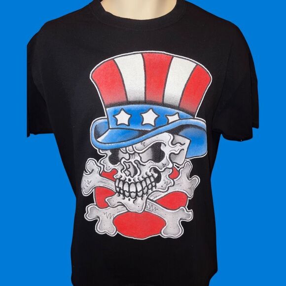 Gildan Sek Apparel USA Top Hat Skull T Shirt Size Large #62 - Picture 4 of 6